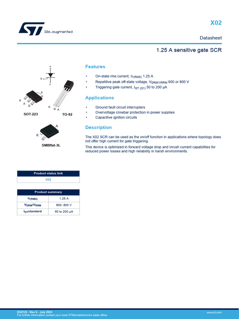 X02 1.25A SCR Specifications & Applications | PDF | Electricity ...