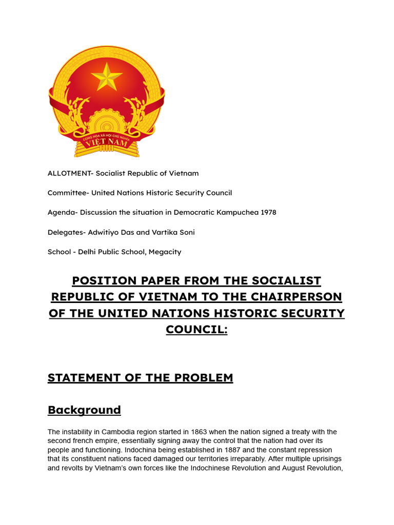 Position Paper Sample | PDF | Democratic Kampuchea | Khmer Rouge