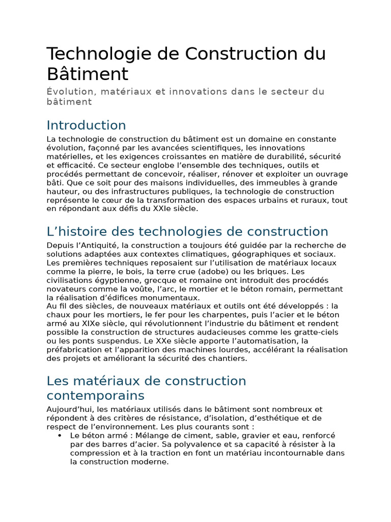 Innovations en Technologie de Construction | PDF | Building information ...