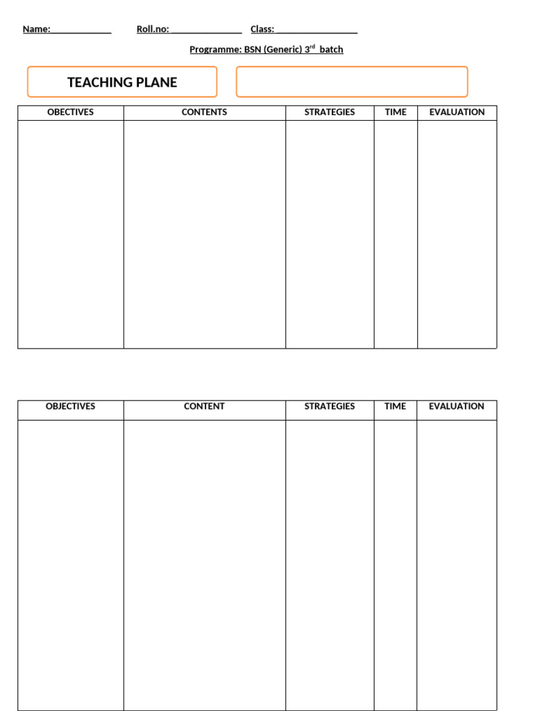 BSN Generic Program Teaching Plan | PDF