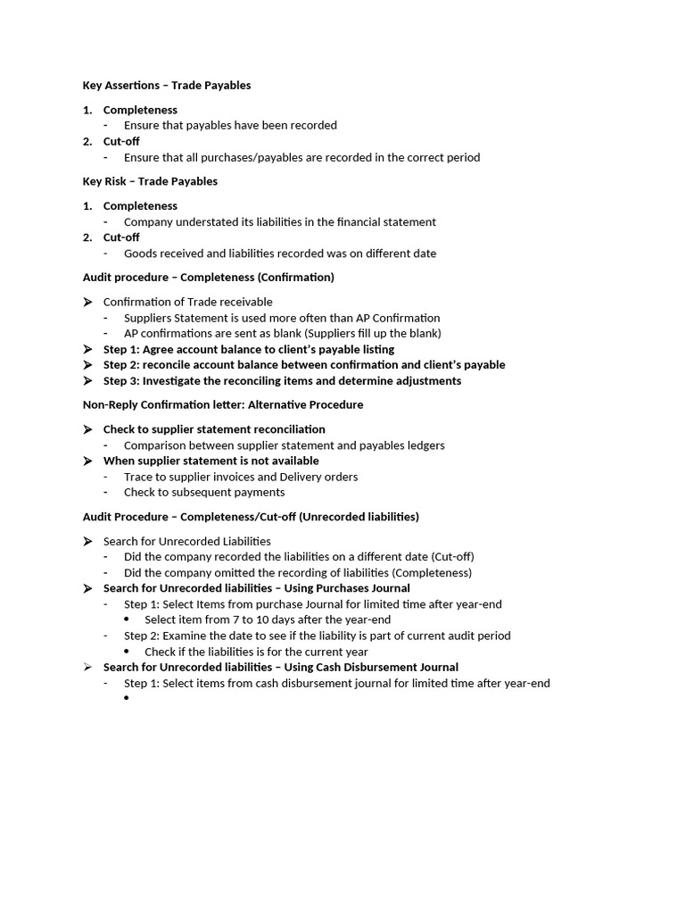 Topic 3 Audit On Trade Payable | PDF