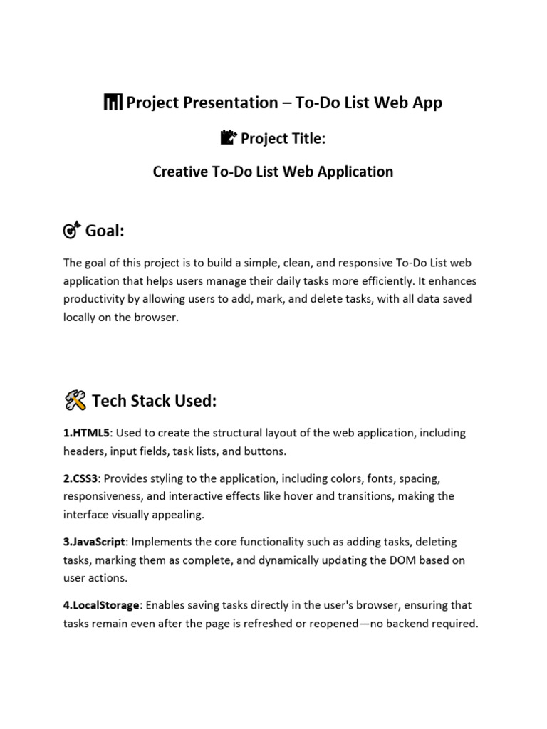 Creative To-Do List Web App Guide | PDF