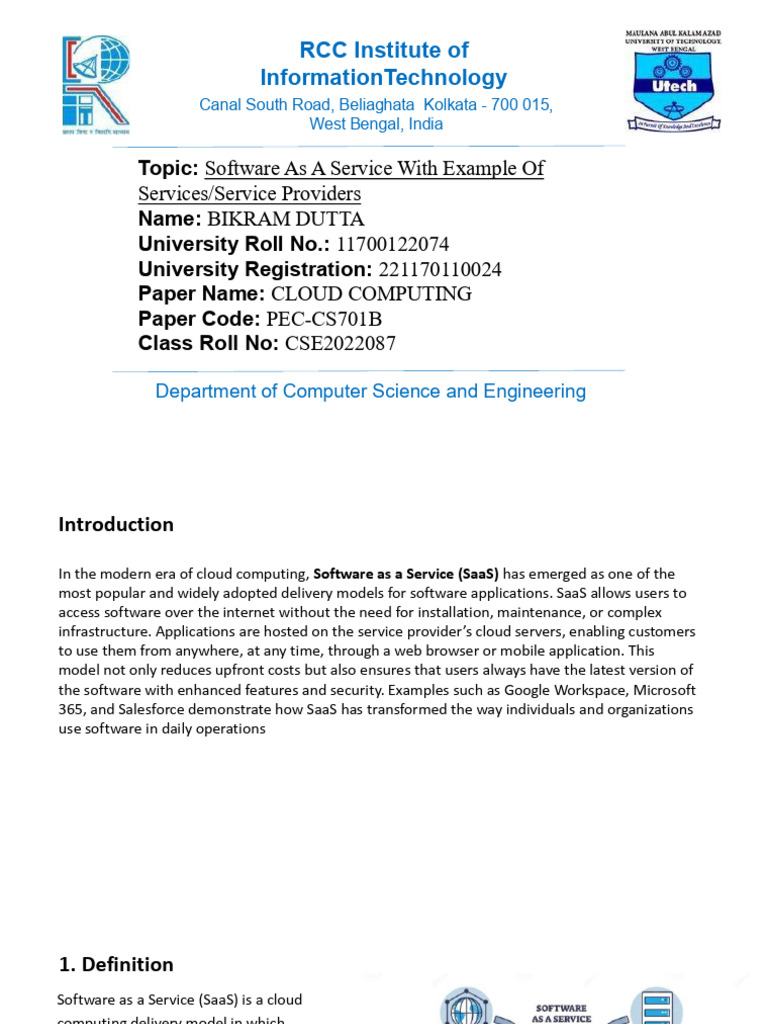 SaaS Overview by Bikram Dutta | PDF | Software As A Service | Cloud ...
