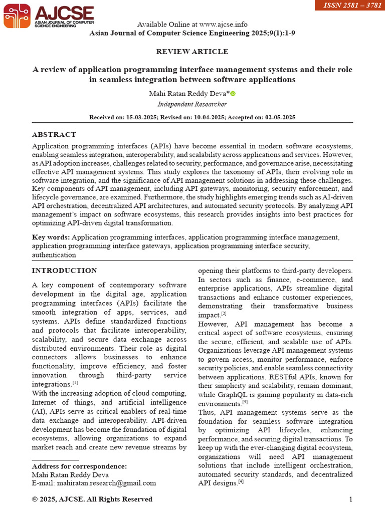 A Review of Application Programming Interface Management Systems and ...