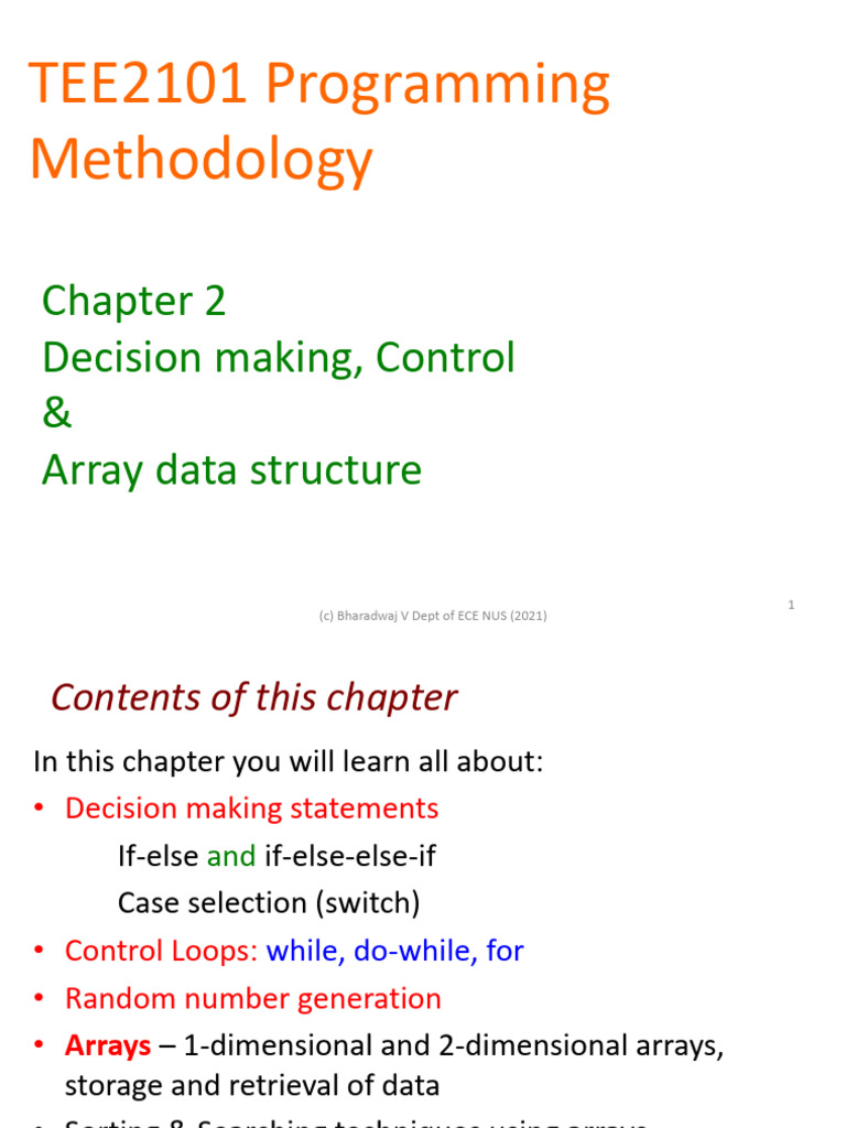 Decision Making and Arrays in C Programming | PDF | Control Flow ...