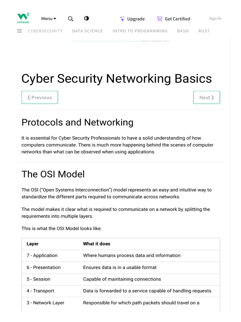 Cybersecurity Networking Basics | PDF