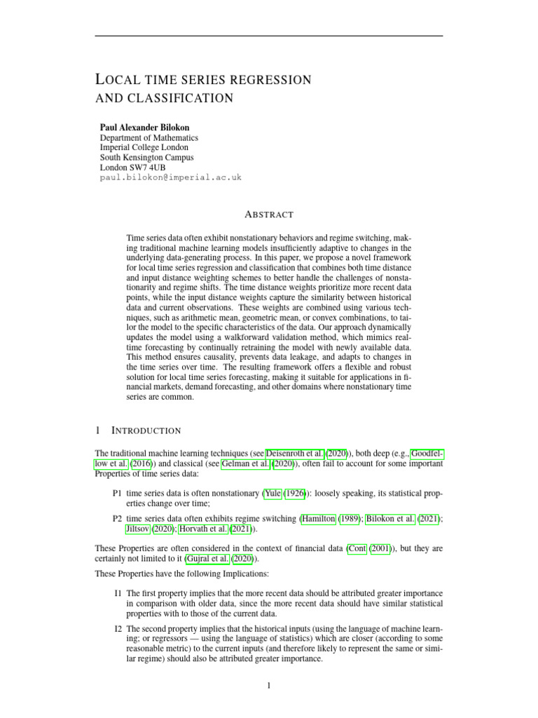 Local Time Series Regression Framework | PDF | Time Series | Machine ...