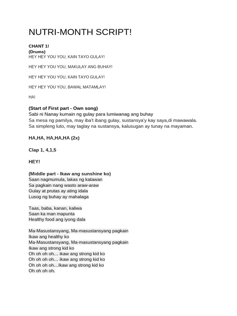 Nutri Month Script | PDF