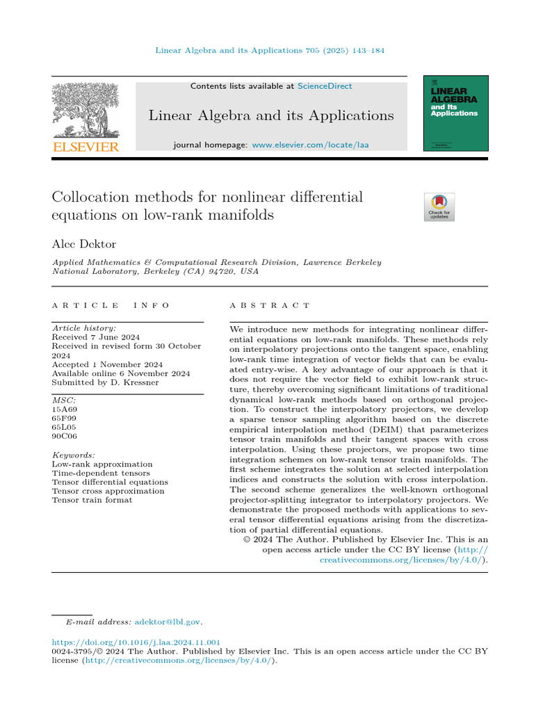 1 s2.0 S0024379524004154 Main | PDF | Matrix (Mathematics) | Tensor
