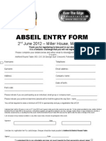 Abseil Entry Form: 2 June 2012 - Miller House, Maidstone