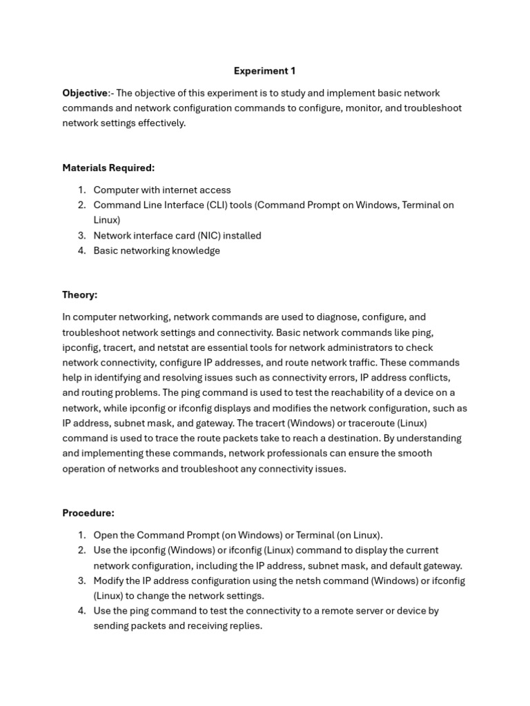 Network Configuration and Simulation Guide | PDF | Computer Network ...