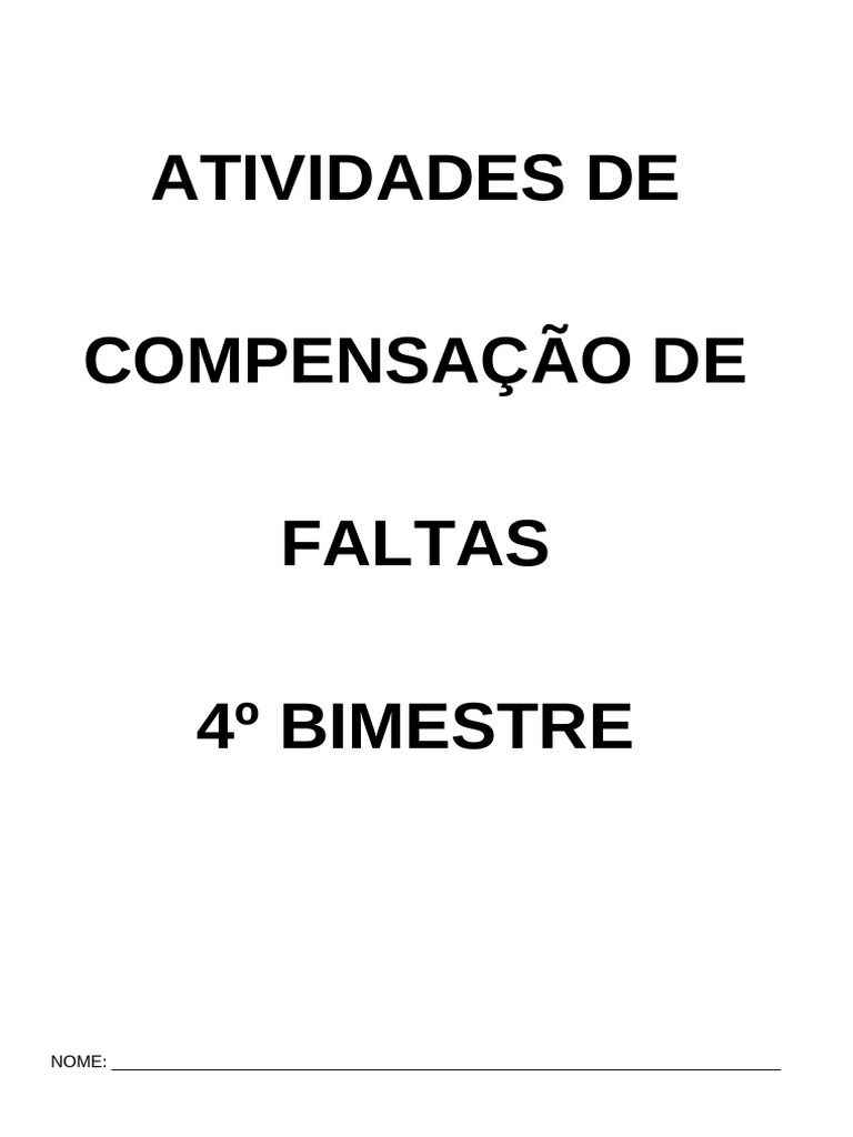 Atividades de Compensação de Faltas 4 Bimestre | PDF