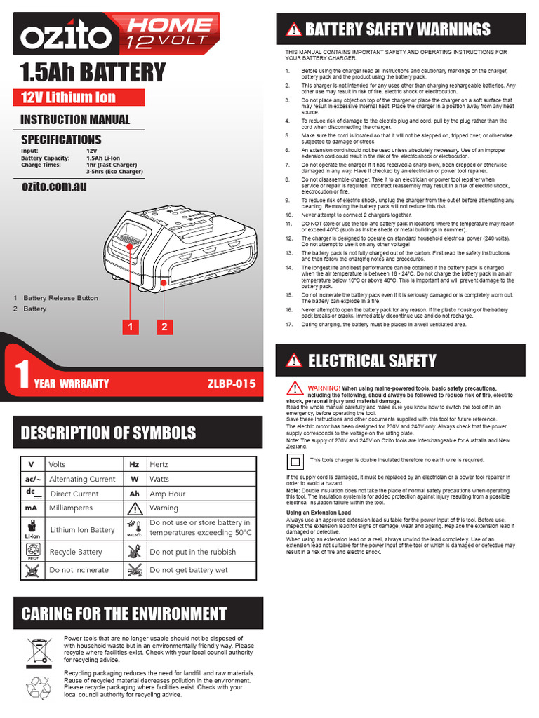 1.5ah Battery | PDF | Battery Charger | Electricity