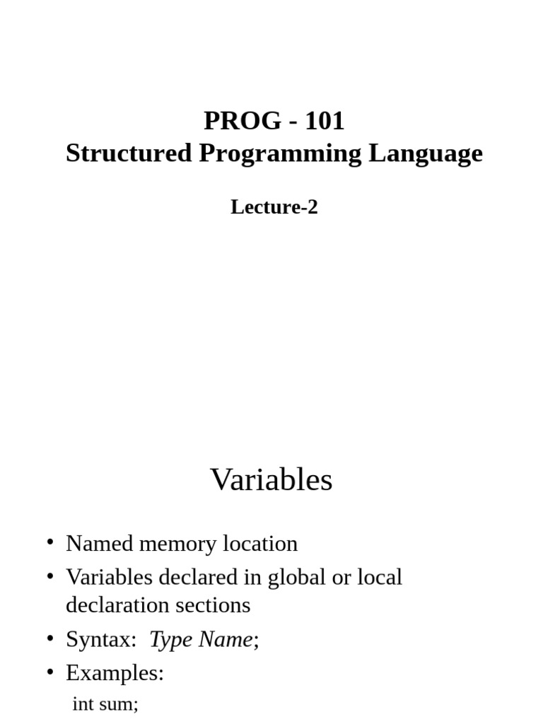C Programming Variables Overview | PDF | Integer (Computer Science ...