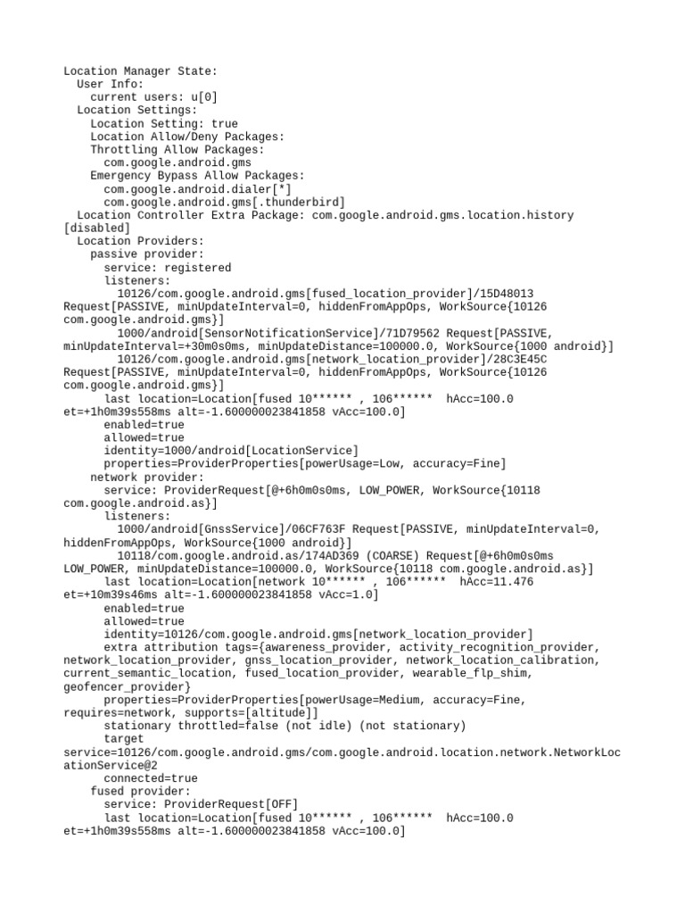 Android Location Manager Settings Overview | PDF