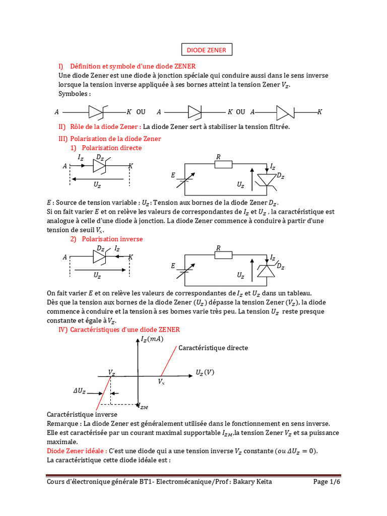 Caractéristiques et applications de la diode Zener | PDF | Diode ...