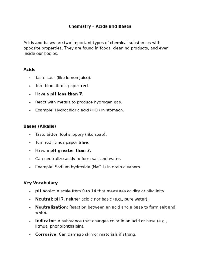 Understanding Acids and Bases in Chemistry | PDF