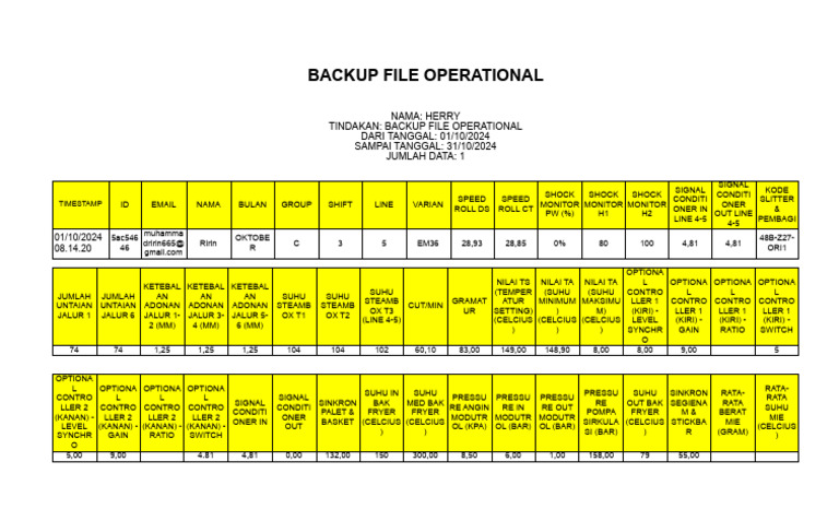 Operational Backup File Summary | PDF