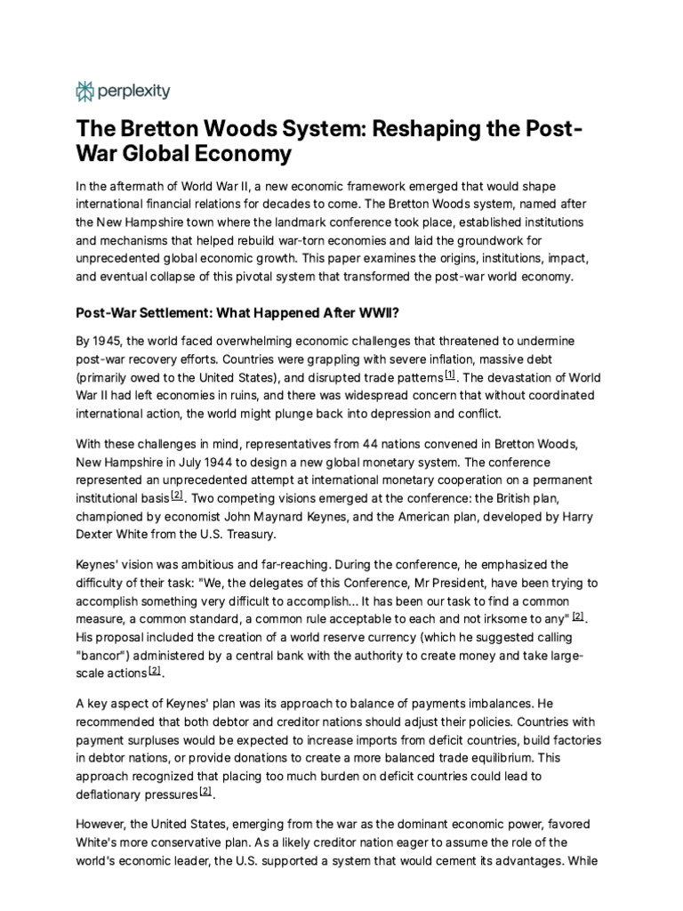 The Bretton Woods System - Reshaping The Post-War G | PDF | Bretton ...