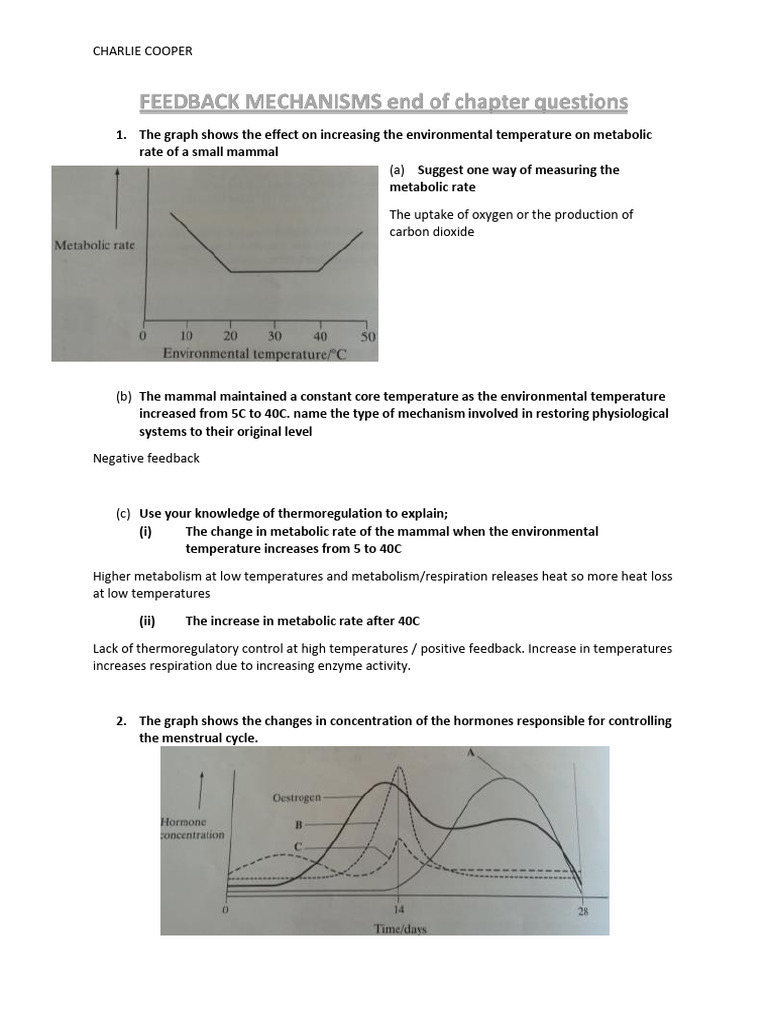 3.2chapter 13 - Feedback Mechanisms Qus | PDF | Menstrual Cycle ...