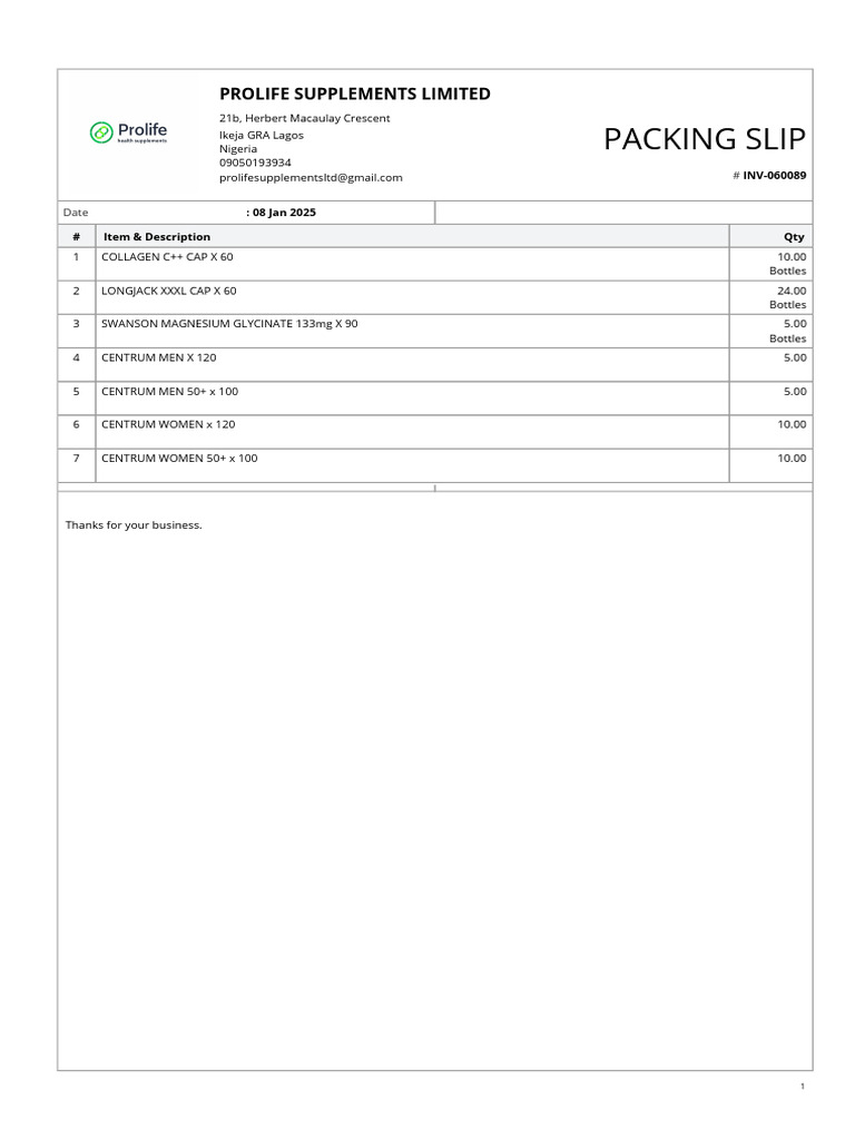 Packing Slip | PDF