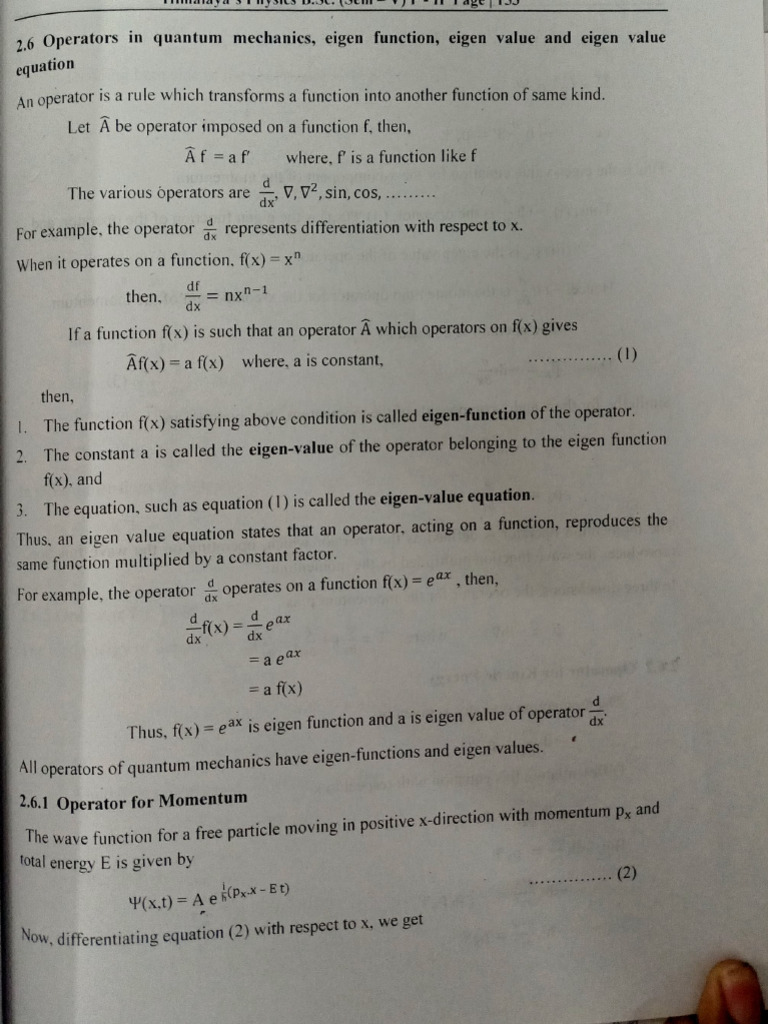 Operators in QM | PDF | Momentum | Eigenvalues And Eigenvectors