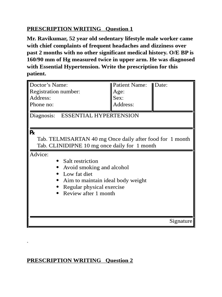 Medical Prescription Examples for Various Conditions | PDF | Medical ...