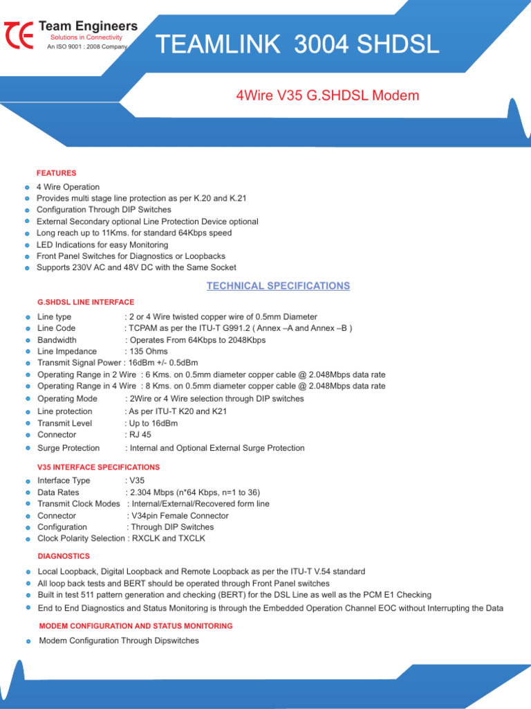 4wire v35 Modem | PDF | Digital Subscriber Line | Modem