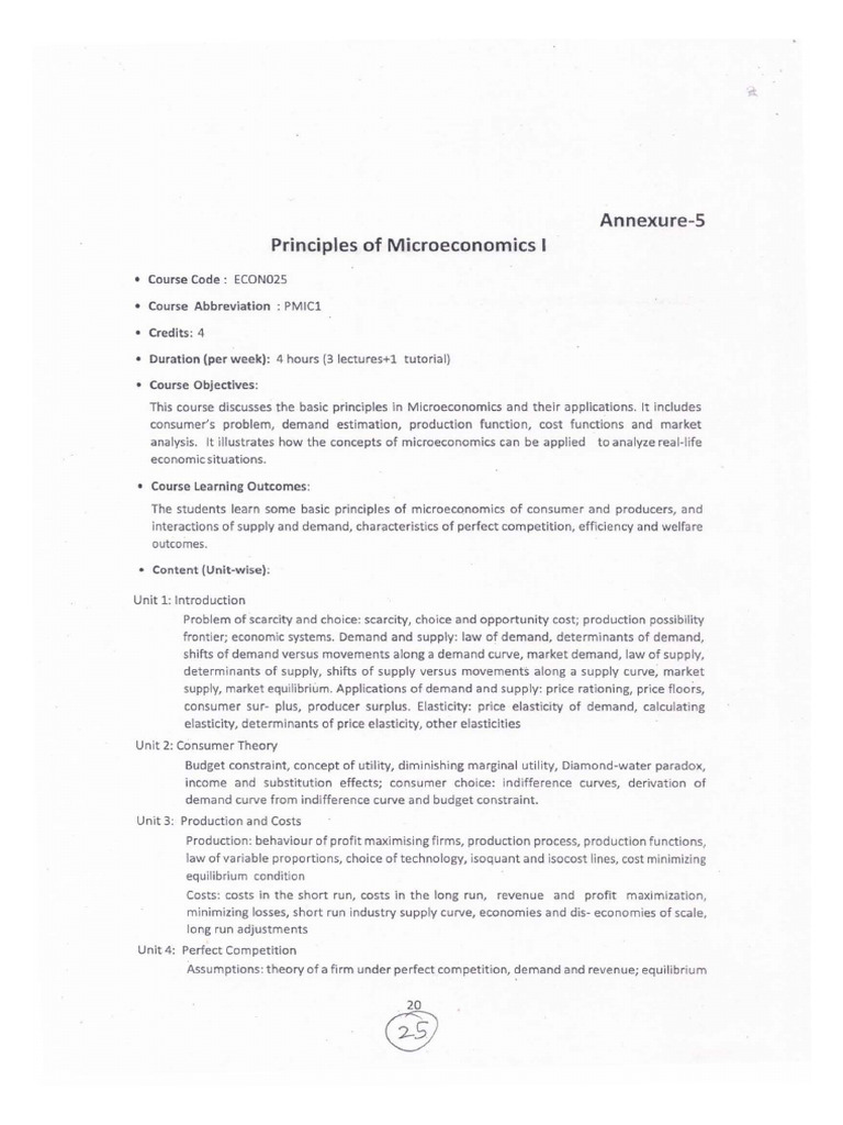 Microeconomics Course Overview and Syllabus | PDF | Microeconomics | Demand
