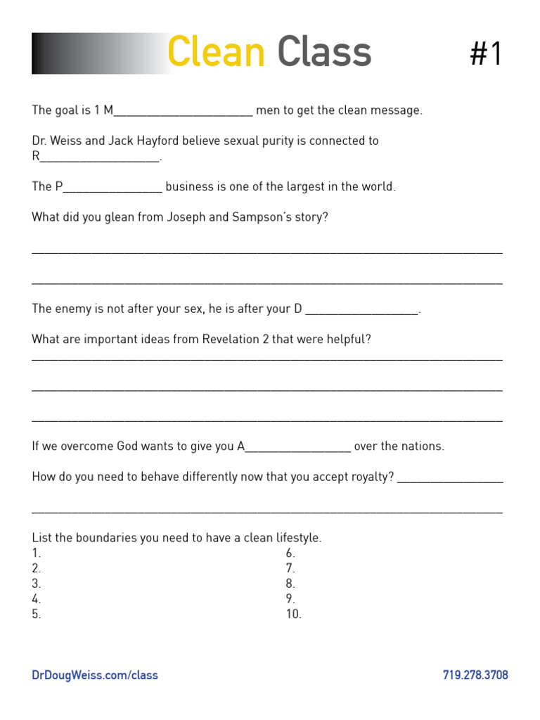 Clean Class 1 Handout | PDF | Human Sexuality