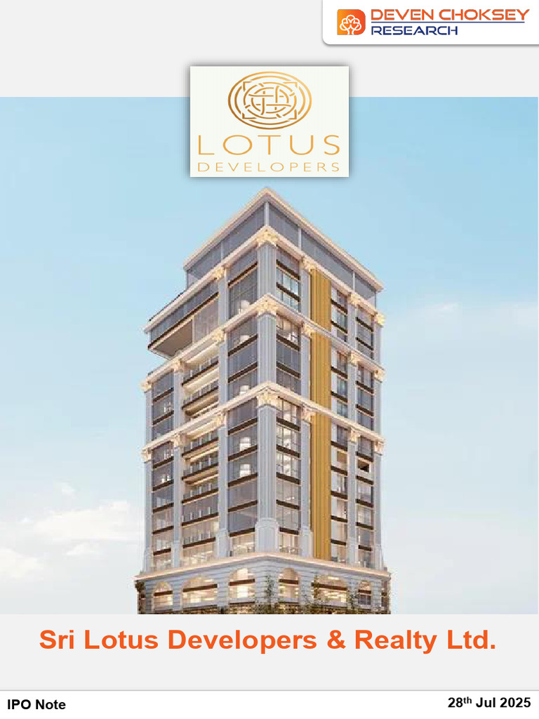 Sri Lotus Developers & Realty LTD.: IPO Note 28 Jul 2025 | PDF | Mumbai ...