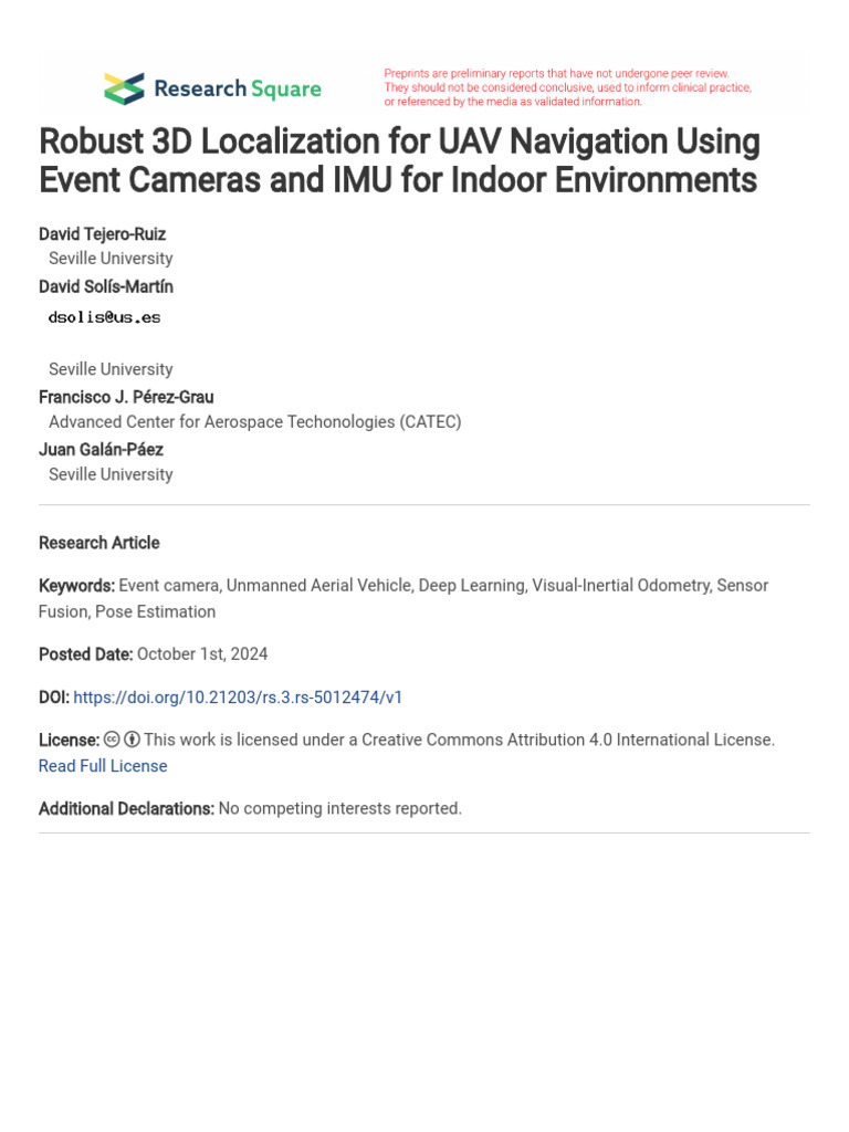 Robust 3D Localization For UAV Navigation Using Ev | PDF | Unmanned ...