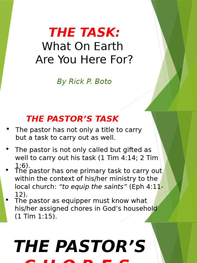 Pastor's Essential Tasks in Ministry | PDF