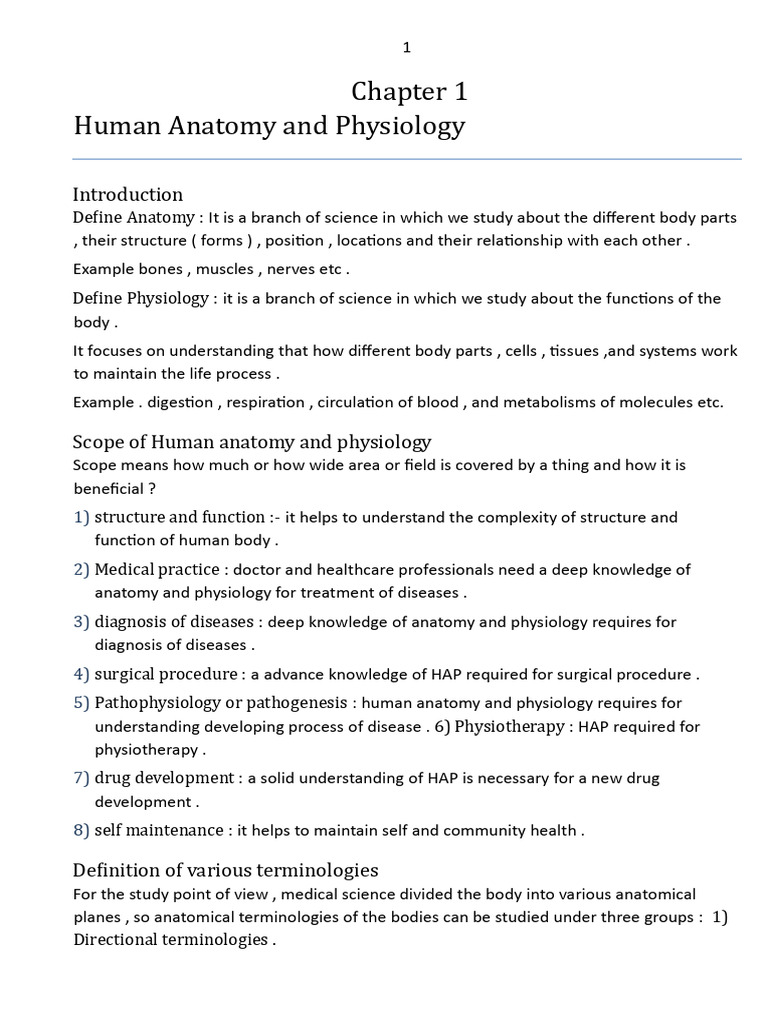 Human Anatomy and Physiology ALL CHAPTER Notes | PDF ...