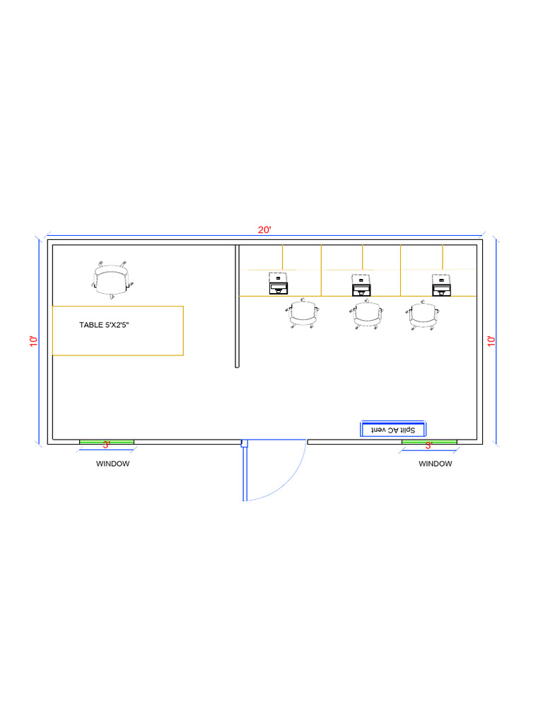 Room Layout with AC and Windows | PDF
