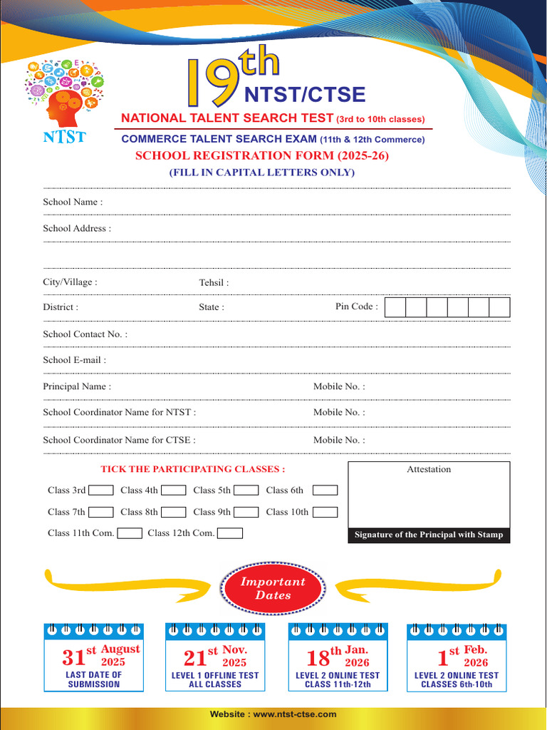 NTST/CTSE Registration Details 2025-26 | PDF