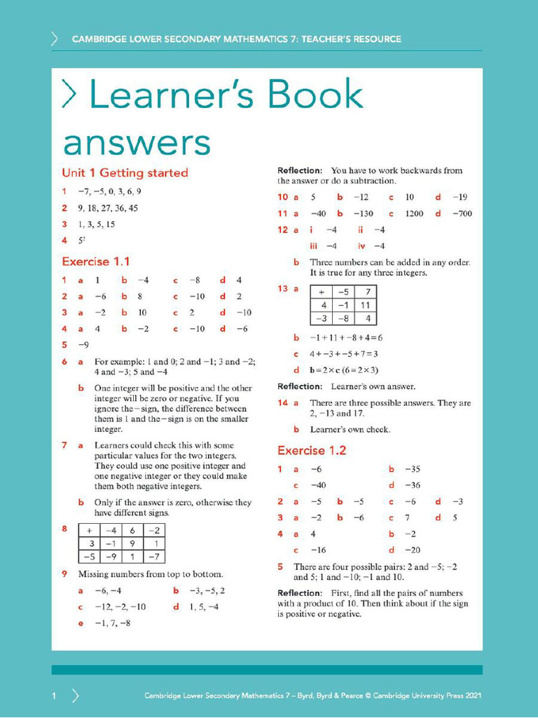 Answers Maths | PDF