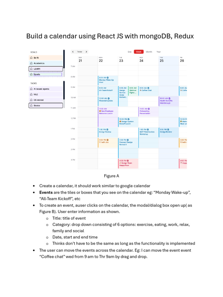 React Calendar with MongoDB & Redux | PDF