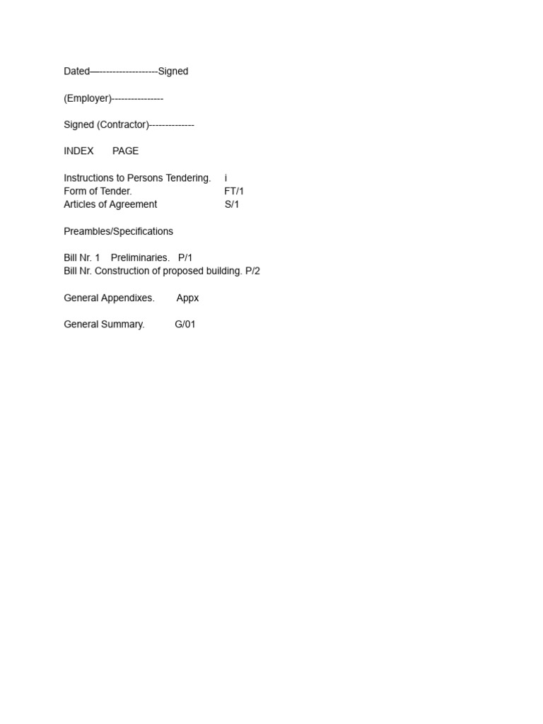 Construction Tender Document Overview | PDF