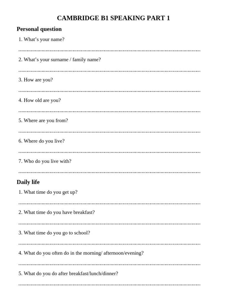 B1 Speaking Part 1: Photo Descriptions | PDF | Pet