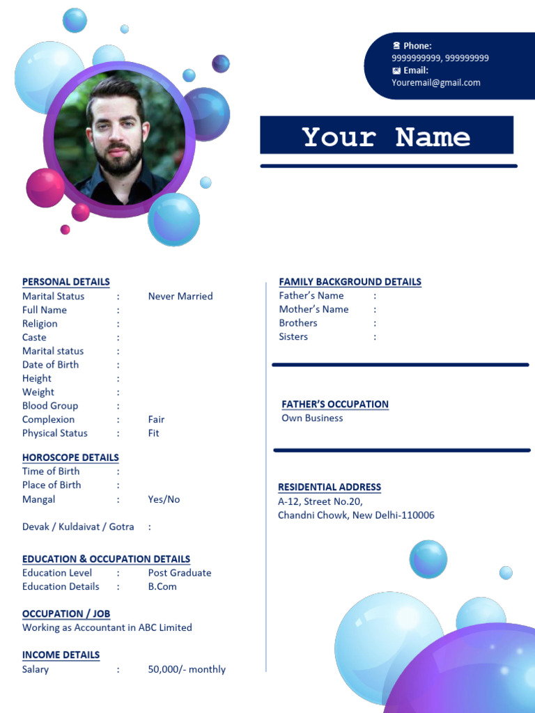 Marriage Biodata with Physical Status | PDF