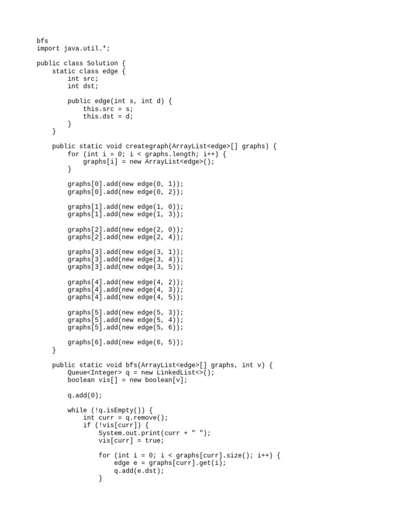 BFS Algorithm Implementation in Java | PDF