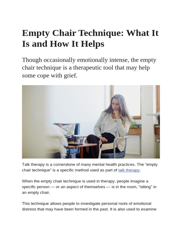 Understanding the Empty Chair Technique | PDF | Gestalt Therapy ...
