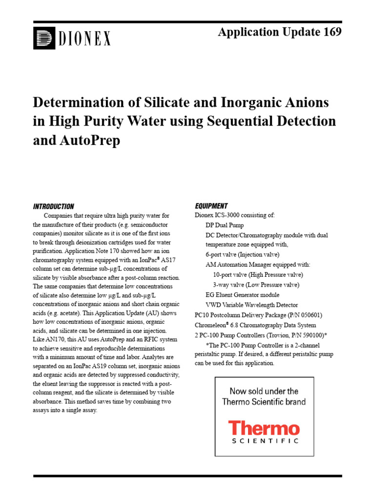 Silicate and Anion Detection in Water | PDF | Nitrate | Chromatography