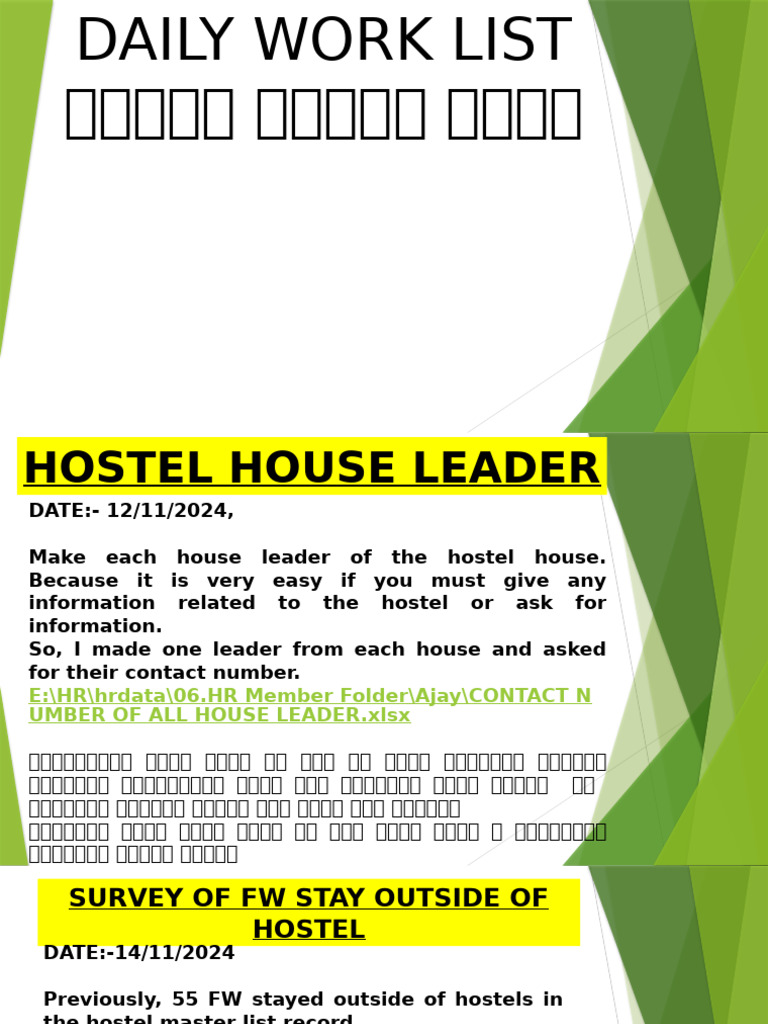 Daily Work Slide | PDF | Room | Home
