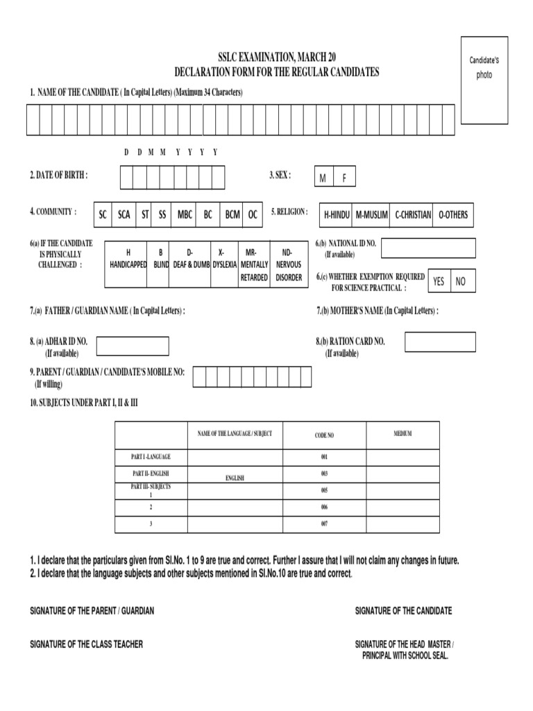 SSLC Declaration Form Instructions | PDF | Chess Theory | Chess