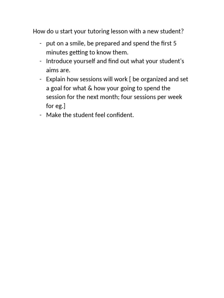 First Tuition Lesson Preparation Guide | PDF