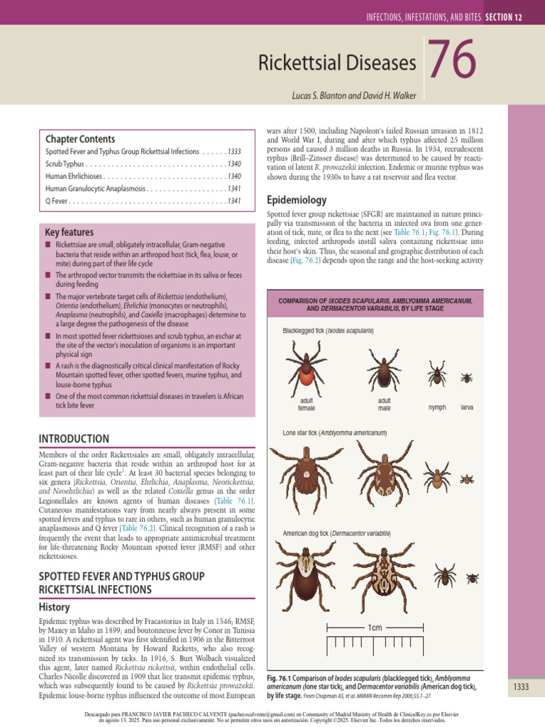 Rickettsial Diseases: Epidemiology | PDF | Medical Specialties