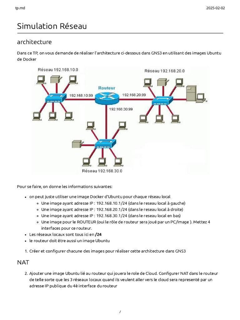 Simulation d'Architecture Réseau GNS3 | PDF