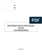 Infos Pratiques Pour Les Mémoires 2011 2012